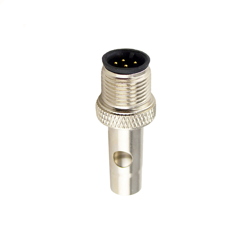 M12 4pins A code male moldable connector with shielded,brass with nickel plated screw